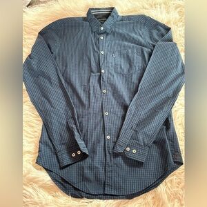 ZARA Man Slim Fit Blue Gingham Checkered Button-Down Shirt Size M
